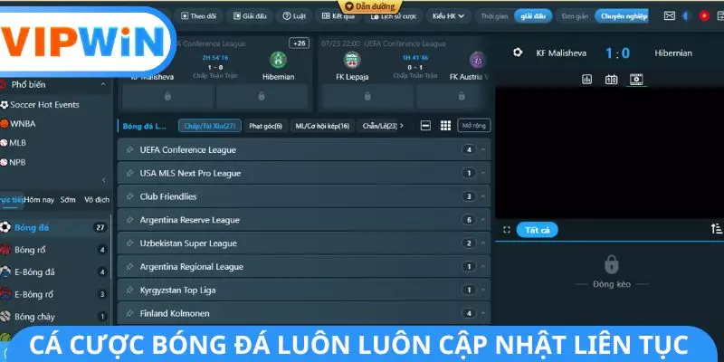 Cá cược bóng đá luôn luôn cập nhật liên tục