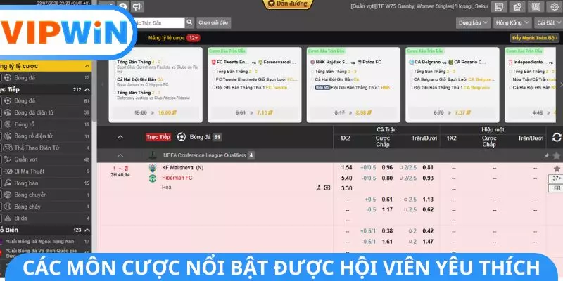Các môn cược nổi bật được hội viên yêu thích