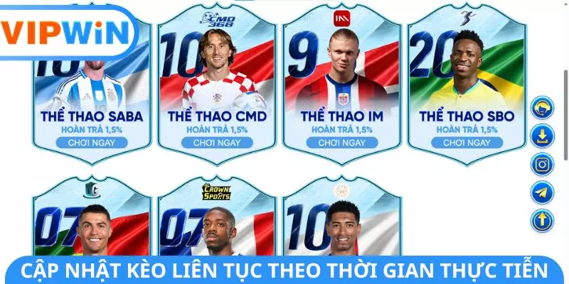 Cập nhật kèo liên tục theo thời gian thực tiễn