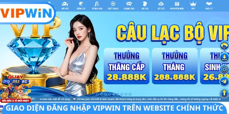 Giao diện đăng nhập VIPWIN trên website chính thức