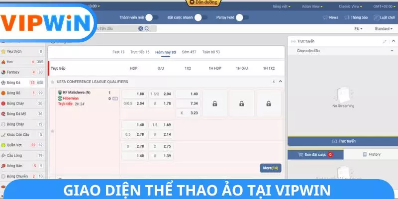 Giao diện thể thao ảo tại VIPWIN Giao diện thể thao ảo tại VIPWIN