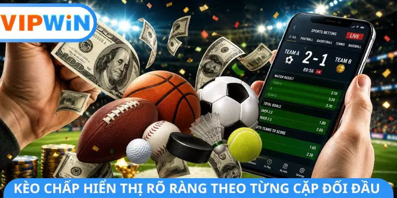 Kèo chấp hiển thị rõ ràng theo từng cặp đối đầu