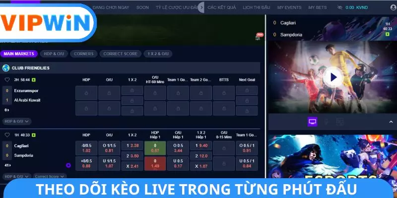 Theo dõi kèo live trong từng phút đấu